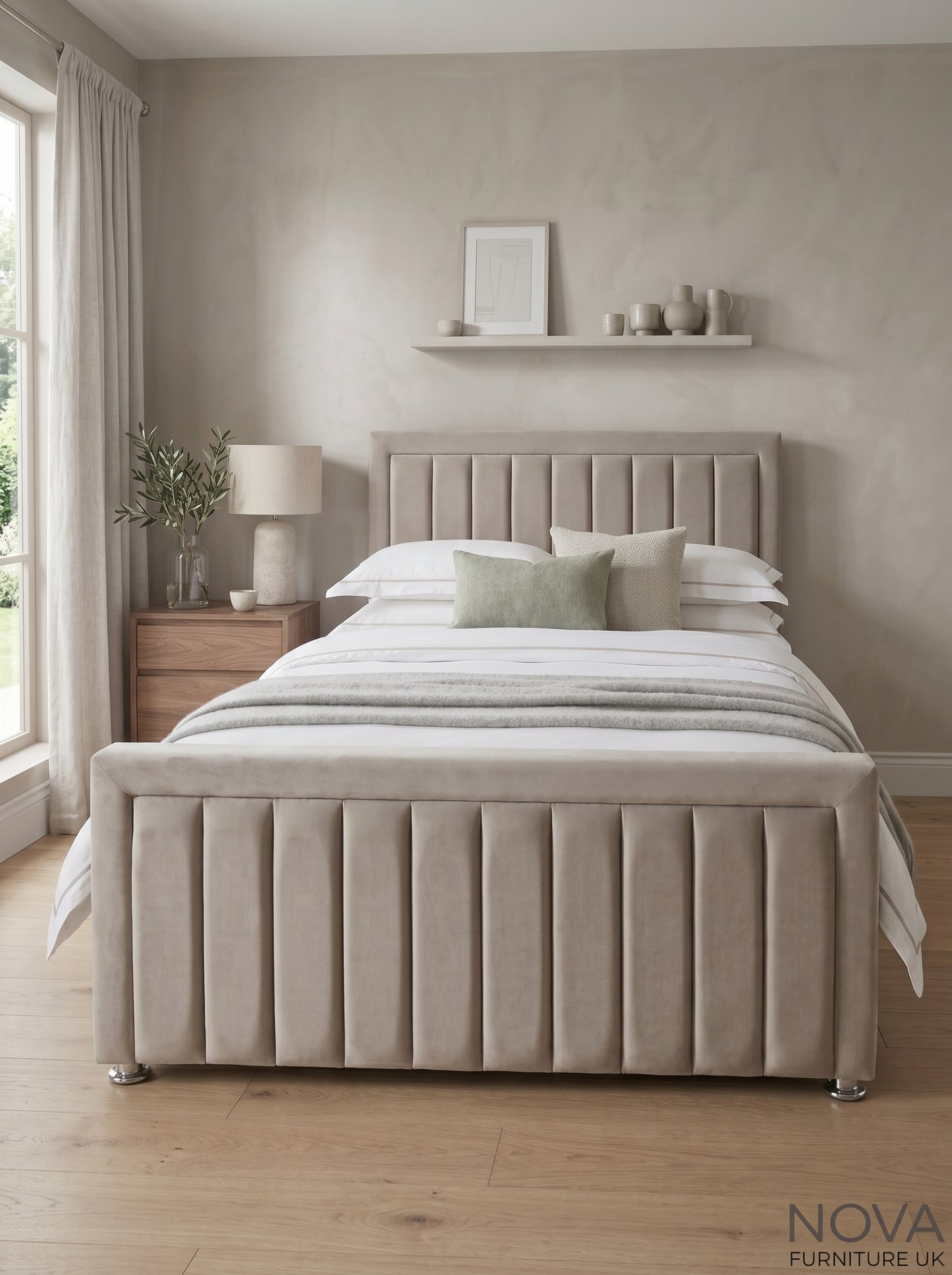 Fluted Panel Bed Frame with Footboard