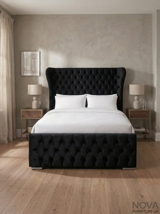 Winged Chesterfield Bed with Footboard