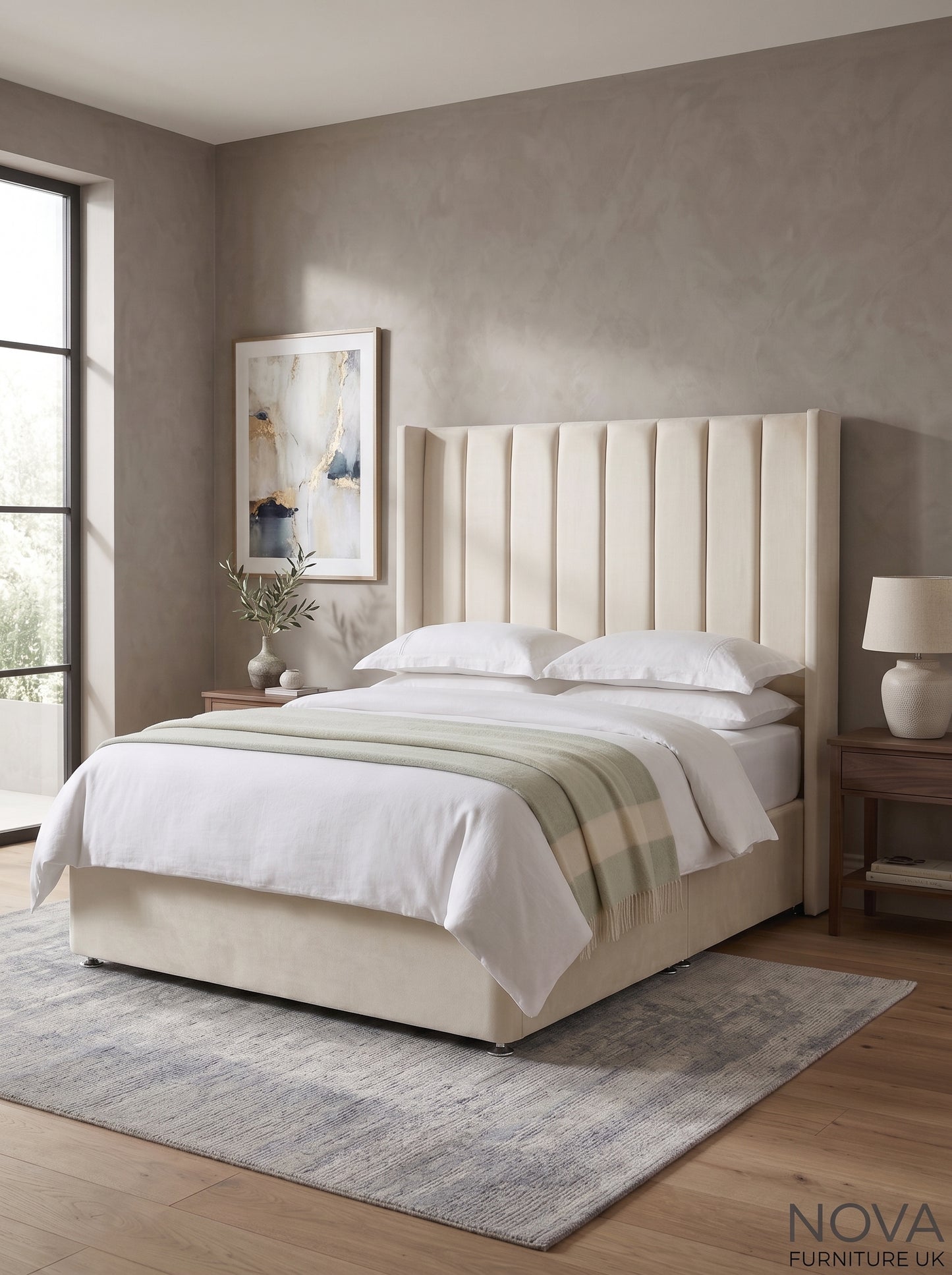 Winged Fluted Panel Divan Bed