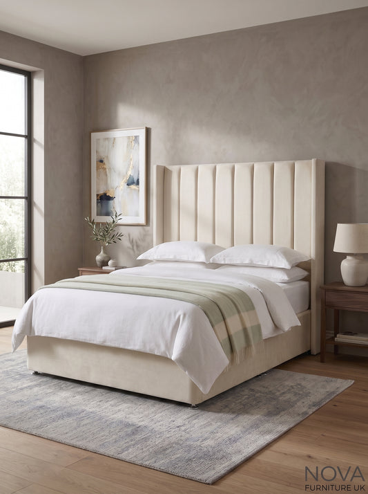 Winged Fluted Panel Divan Bed
