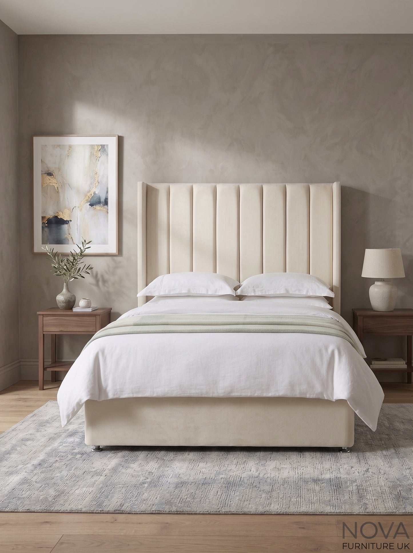 Winged Fluted Panel Divan Bed