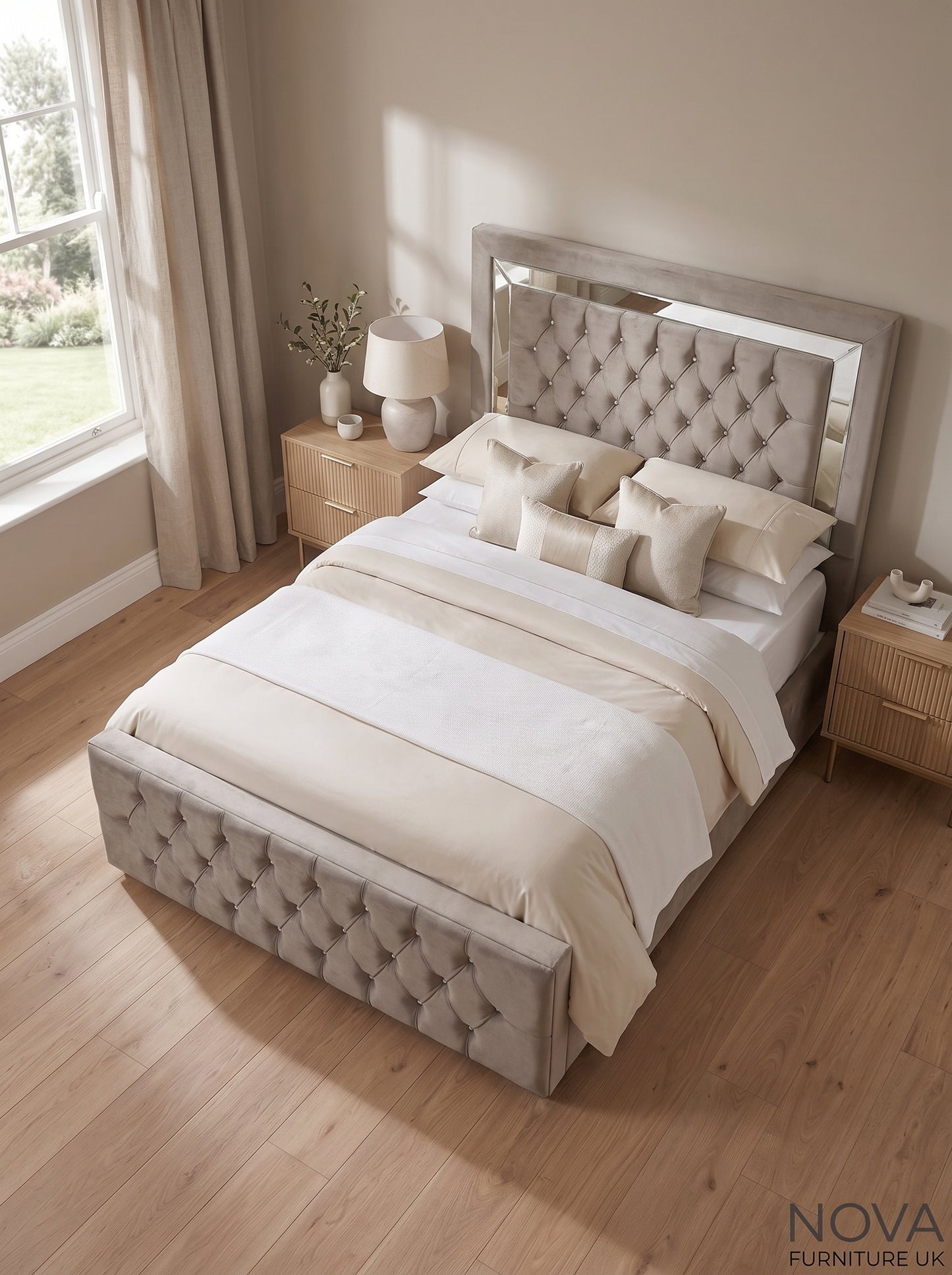 Mirage Mirrored Frame Crystal Bed