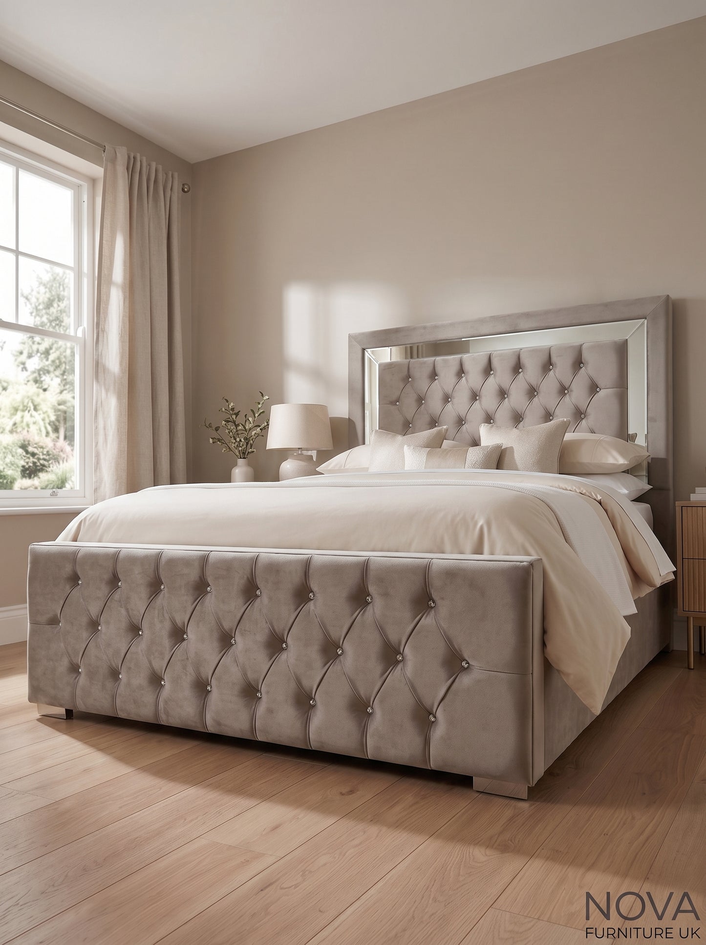 Mirage Mirrored Frame Crystal Bed