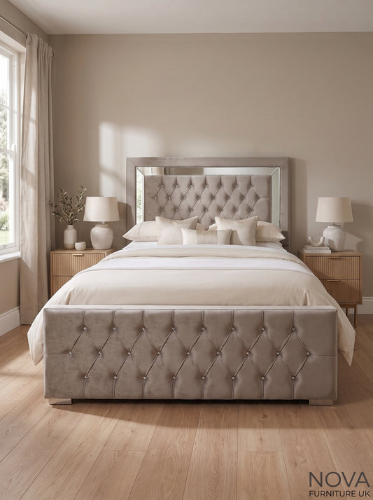 Mirage Mirrored Frame Crystal Bed
